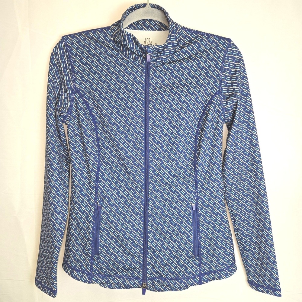 J. McLaughlin Billie‎ Jacket, Full Zip, Blue Mini Ripple Weave Pattern, Small